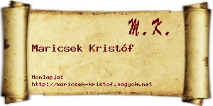 Maricsek Kristóf névjegykártya